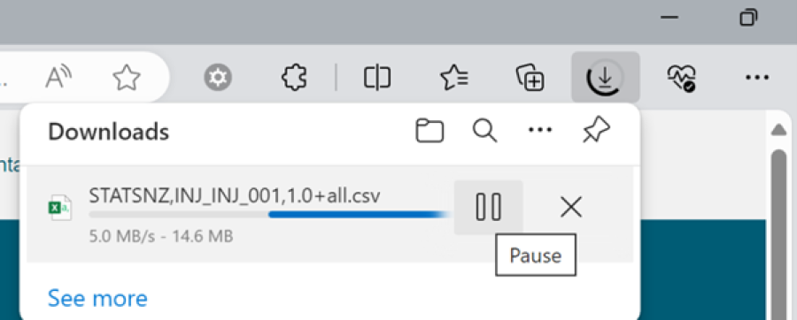Image of Microsoft Edge showing the download progress for a file.