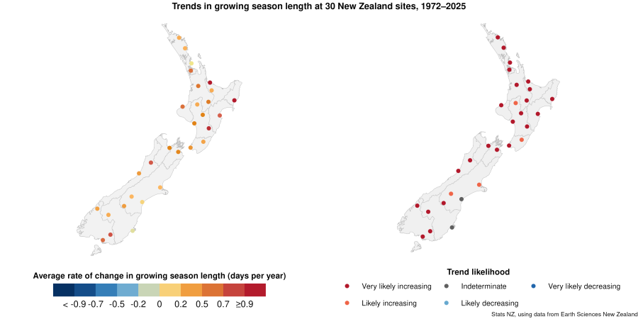 Frost and growing degree days: Data to 2025 | Stats NZ