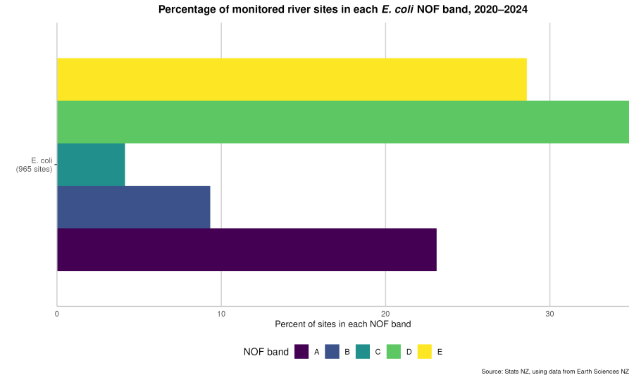 River water quality – Escherichia coli: Data to 2024 | Stats NZ